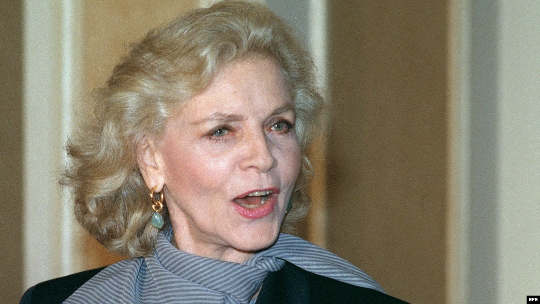 Retrato de la actriz Lauren Bacall. 