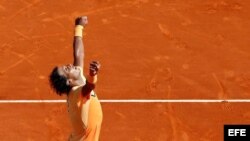 Nadal celebra su victoria ante Schwartzman.