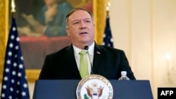 Michael R. Pompeo, Secretario de Estado de Estados Unidos, el 21 de septiembre de 2020, hablando sobre las sanciones a Irán. 