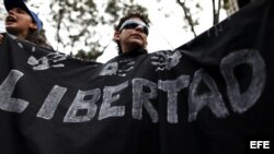 Fotografía de archivo de estudiantes manifestándose en Caracas.