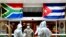 LLegada a Sudáfrica de médicos cubanos el 27 de abril de 2020. (ELMOND JIYANE/GCIS/AFP)