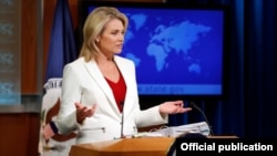 La portavoz del Departamento de Estado Heather Nauert.