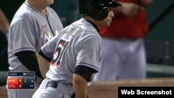 Ichiro Suzuki, jardinero derecho de los Miami Marlins.