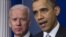 Fotografía de archivo. El presidente estadounidense, Barack Obama (d), y el vicepresidente, Joe Biden (i), en la Casa Blanca en Washington DC, hablaron del control de las armas a raíz de la masacre en una escuela de Newtown. 