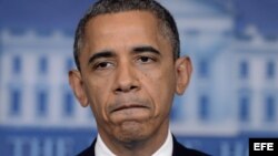 El presidente de Estados Unidos, Barack Obama, habla sobre el Huracán Sandy en una rueda de prensa convocada en la Casa Blanca.