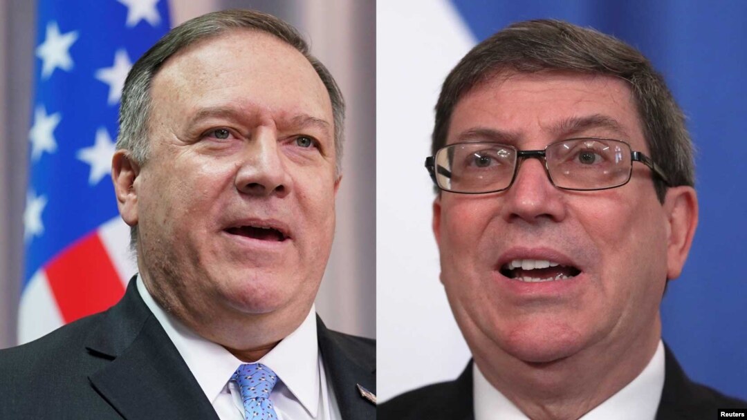 Combinación de fotografías de Mike Pompeo y Bruno Rodríguez.