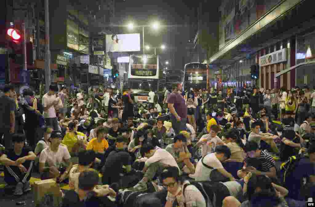 Protestas de estudiantes el lunes 29 de septiembre en el centro de Hong Kong. 