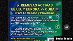 Promoción del negocio de remesas de Emilio Pevida Sánchez, diplomático cubano. 