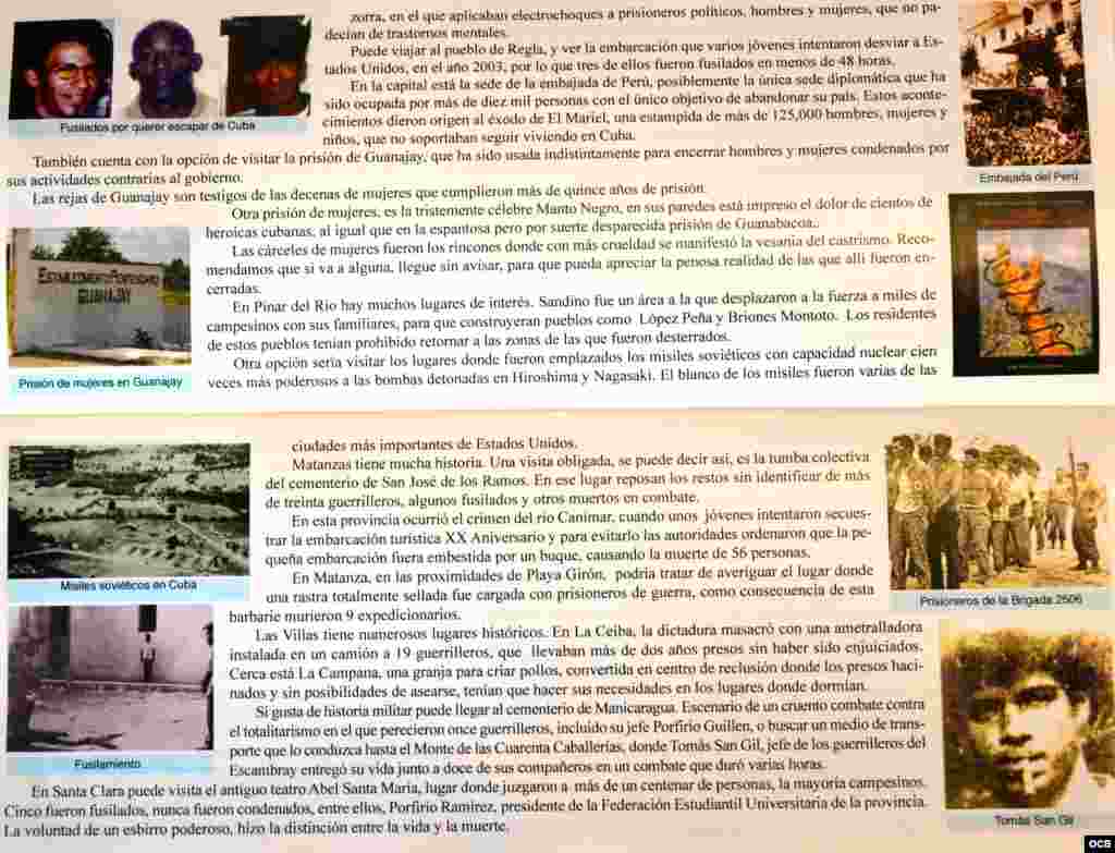 la guía detalla nombre y lugares de opositores que sufrieron represión.