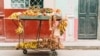 El carro de un vendedor ambulante de frutas y vegetales en una calle de La Habana. 