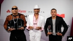 Alexander Delgado, Descemer Bueno y Randy Malcom en los Latin Billboard Awards celebrados en 2015 en Coral Gables, Miami. (AP Photo/Alan Diaz)