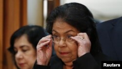 Luisa Estella Morales, presidenta del Tribunal Supremo de Justicia de Venezuela, durante la conferencia de prensa, en Caracas, Venezuela. 