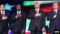 candidatos republicanos (i-d) Marco Rubio, Ben Carson, Donald Trump, Ted Cruz. 