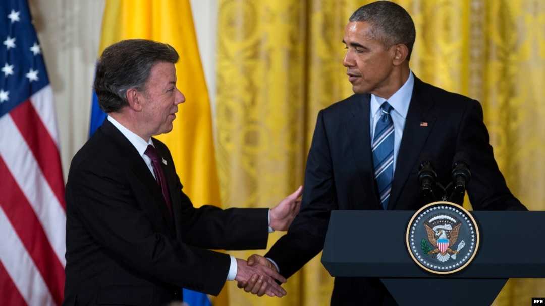 Obama se reúne con el presidente de Colombia, Juan Manuel Santos, en la Casa Blanca.