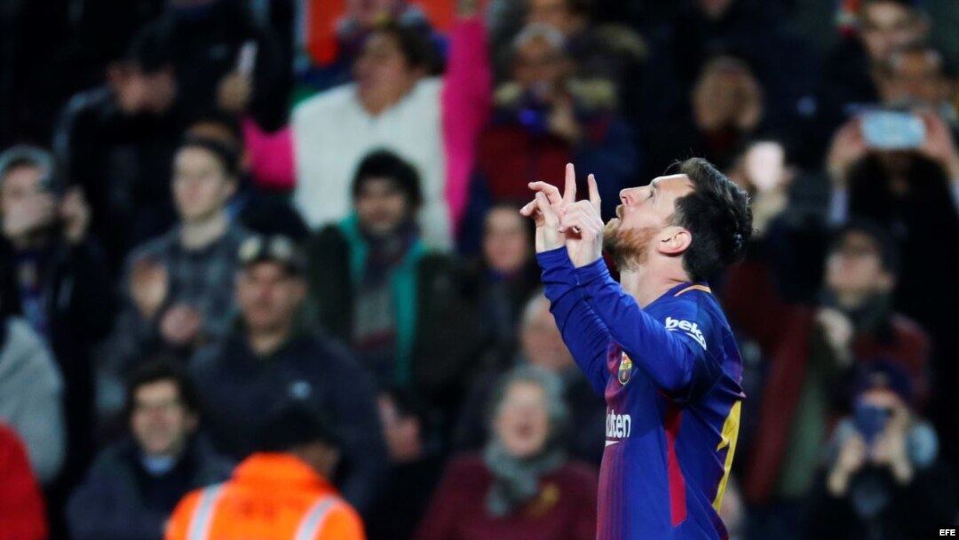 Messi celebra su gol ante el Celta de Vigo.