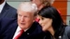 El presidente estadounidense, Donald J. Trump (i), y la la embajadora de EEUU ante la ONU, Nikki Haley. (Archivo)