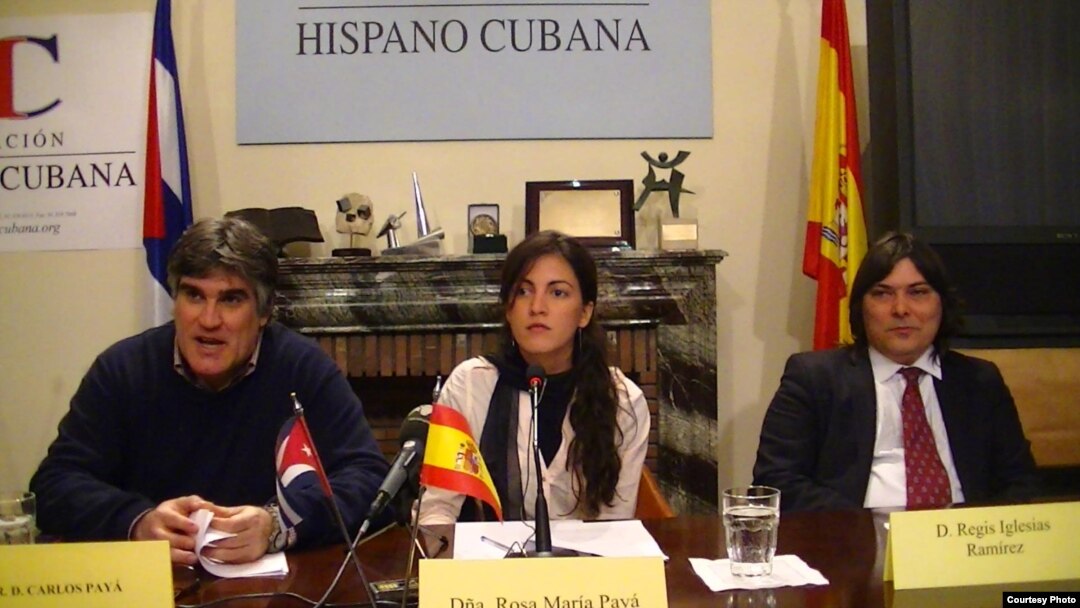 Carlos Payá, Rosa Maria Payá y Regis Iglesias en conferencia de prensa