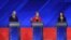 Joe Biden, Elizabeth Warren y Kamala Harris en el debate de Houston. De izquierda a derecha. 