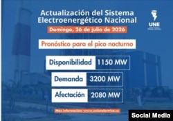 Parte de la UNE para este domingo.