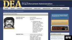 Imagen cedida por la Agencia Antidrogas Estadounidense de una lista de fugitivos internacionales elaborada por este organismo de seguridad. Foto de archivo