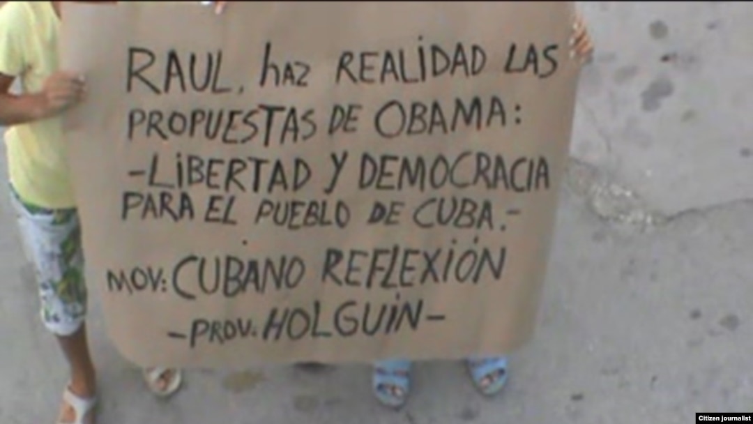 Protesta en Holguín del Movimiento Cubano Reflexión.
