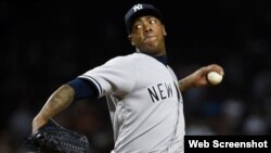 El lanzador cubano de los Yankees de Nueva York, Aroldis Chapman.