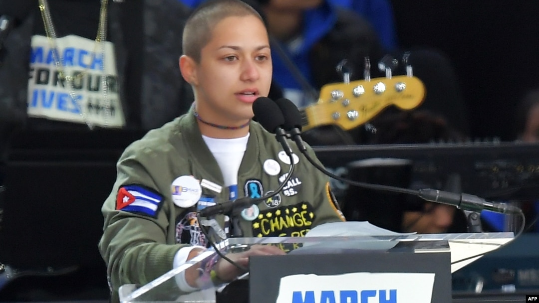 Emma Gonzalez en su discurso en la protesta "Marcha por nuestras vidas" el 24 de marzo de 2018.