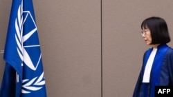 La jueza Tomoko Akane en la Corte Penal Internacional (CPI) el 20 de noviembre de 2024 en la sede de la CPI en La Haya.