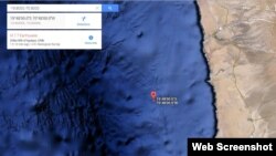 Área del epicentro del terremoto frente a la Costa de Chile (Google Maps).