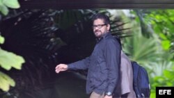 El segundo jefe de las comunistas Fuerzas Armadas Revolucionarias de Colombia (FARC) y jefe de los delegados del grupo armado para los diálogos de paz, Luciano Marín, alias "Ivan Márquez", en La Habana. 