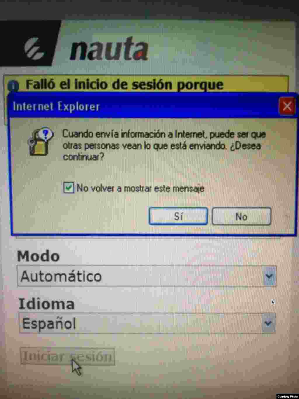 Imagen de pantalla en Ciber Café