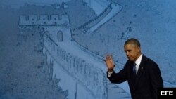 Barack Obama tras su intervención en el Foro de la Asociación Económica Asia-Pacífico (APEC) en Pekín.