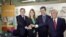 El presidente del Real Madrid, Florentino Pérez, junto a la presidenta de Microsoft España, María Garaña