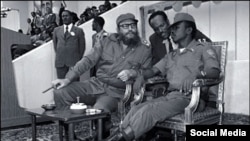 Fidel Castro y Mengistu Haile Marian en Adis Abeba.