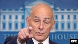 El jefe de gabinete de la Casa Blanca, John Kelly, durante la rueda de prensa que ofreció este jueves.