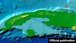 Mapa del Centro Nacional de Investigaciones Sismológicas de Cuba.