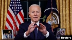 El presidente Joe Biden, hablando ante la nación desde la Casa Blanca, el 19 de octubre de 2023. (REUTERS/Jonathan Ernst/Pool).