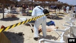 Atentado terrorista en hoteles turísticos en Susa, Túnez. EFE.