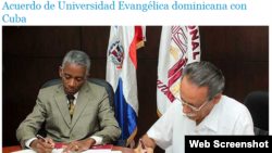 Firma de convenio entre Universidad Nacional Evangélica de RD e Instituto de Investigación Fundamentales de Agricultura Tropical de Cuba por la cultura científica y la investigación.