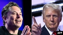 El director ejecutivo de Tesla, Elon Musk, hablando en la 27.a Conferencia Global anual del Instituto Milken en el Beverly Hilton y Donald Trump, expresidente de EE.UU. 