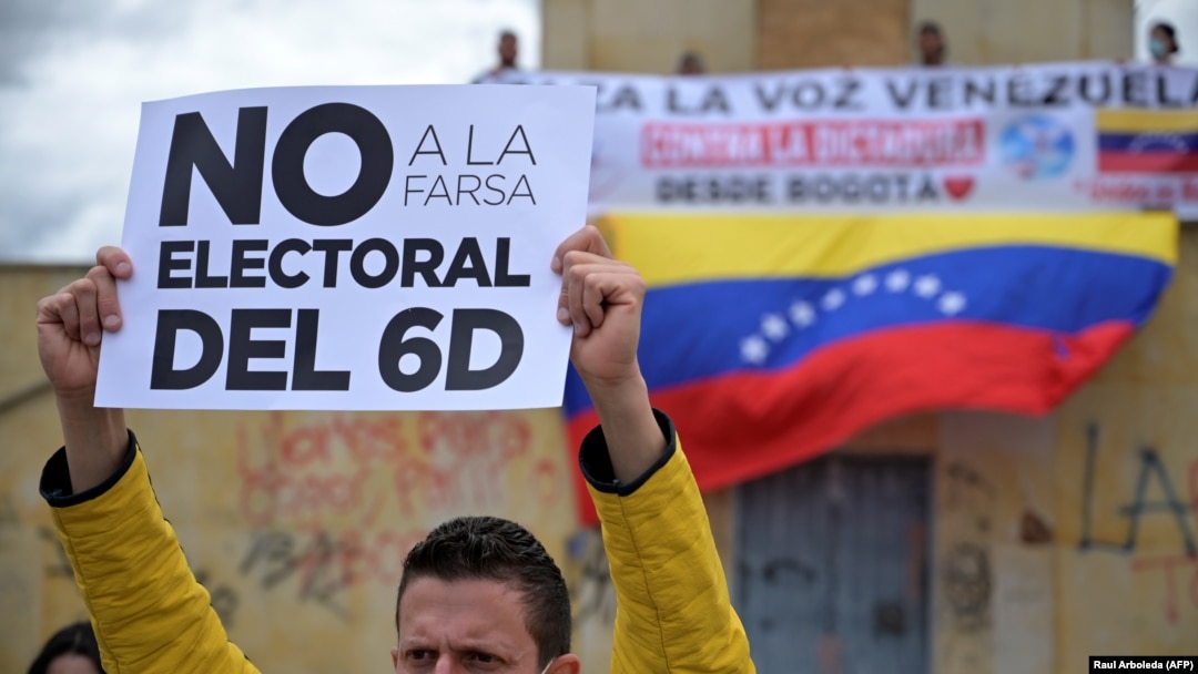 Venezolanos en Colombia, en rechazo a las elecciones del 6 de diciembre de 2020 (Raúl Arboleda / AFP).