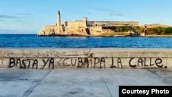 Malecón de La Habana, donde activistas de Cuba Primero colocaron un grafiti con la frase “Cuba para la calle”.