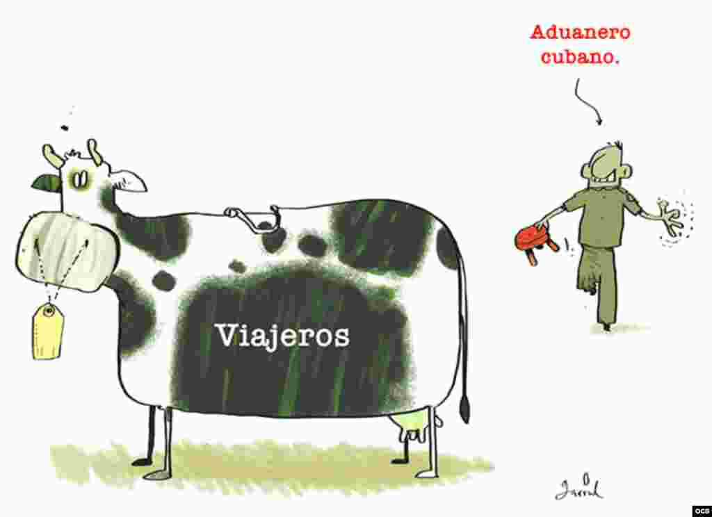 Caricatura Aduana en Cuba