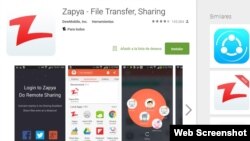 Zapya, aplicación móvil que permite la transferencia de datos "offline". 