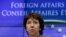 La responsable de Política Exterior de la Unión Europea (UE), Catherine Ashton, ofrece rueda de prensa. 