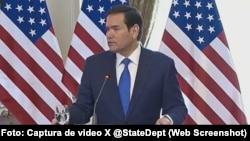 El secretario Rubio en rueda de prensa conjunta con el primer ministro eslovaco, Robert Fico, en Bratislava, Eslovaquia.