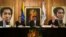 Fotografía cedida por el Palacio de Miraflores donde aparece el presidente venezolano, Nicolás Maduro (c), mientras participa en una reunión con el gabinete en el Palacio de Miraflores. Mediante una cadena nacional de radio y televisión, Maduro solicitó l