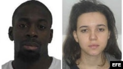 Combo fotografico facilitado por la Policía francesa del terrorista abatido Amedy Coulibaly y su cómplice Hayat Boumeddiene.
