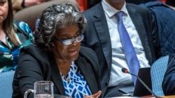 La embajadora de Estados Unidos, Linda Thomas-Greenfield, en una reunión del Consejo de Seguridad de Naciones Unidas.