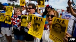 Cubanos en Miami exigieron la libertad de los presos del 11 de julio de 2021 en una manifestación en apoyo a la Marcha Cívica por el Cambio en Cuba, prevista para el 15 de noviembre de ese mismo año.